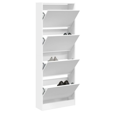 vidaXL Παπουτσοθήκη Λευκή 60x21x163,5cm από Επεξεργασμένο Ξύλο