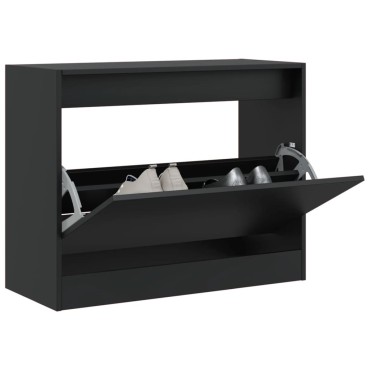 vidaXL Παπουτσοθήκη Μαύρη 80x34x63cm από Επεξεργασμένο Ξύλο