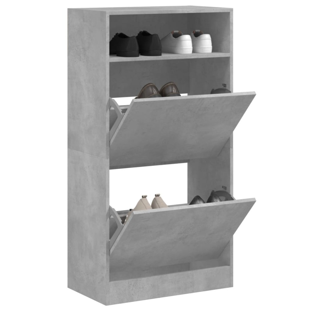 vidaXL Παπουτσοθήκη Γκρι Σκυροδέματος 60x34x116cm Επεξεργασμένο Ξύλο
