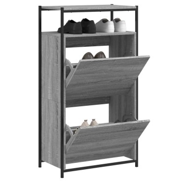 vidaXL Παπουτσοθήκη Γκρι Sonoma 60x34x112cm από Επεξεργ. Ξύλο