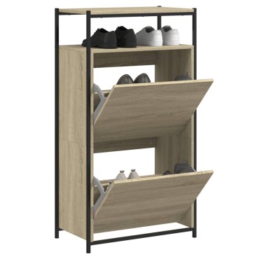 vidaXL Παπουτσοθήκη Sonoma Δρυς 60x34x112cm από Επεξεργασμένο Ξύλο