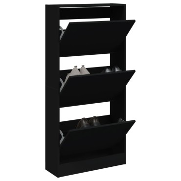 vidaXL Παπουτσοθήκη Μαύρη 60x21x125,5cm από Επεξεργασμένο Ξύλο