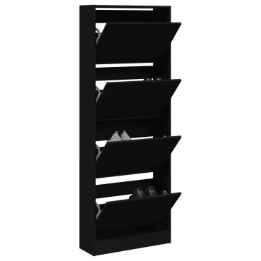vidaXL Παπουτσοθήκη Μαύρη 60x21x163,5cm από Επεξεργασμένο Ξύλο