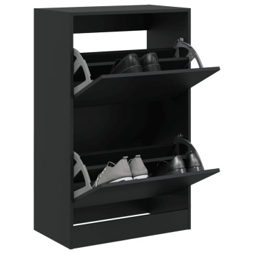 vidaXL Παπουτσοθήκη Μαύρη 60x34x96,5cm από Επεξεργασμένο Ξύλο