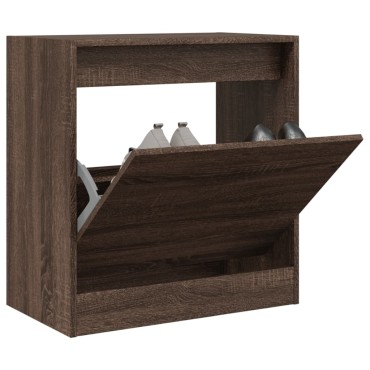 vidaXL Παπουτσοθήκη Καπνιστή Δρυς 60x34x63,5cm από Επεξεργασμένο Ξύλο