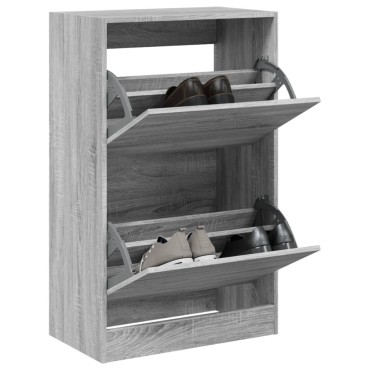 vidaXL Παπουτσοθήκη Γκρι Sonoma 60x34x96,5cm από Επεξεργ. Ξύλο