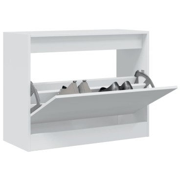 vidaXL Παπουτσοθήκη Λευκή 80x34x63cm από Επεξεργασμένο Ξύλο
