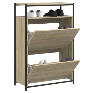 vidaXL Παπουτσοθήκη Sonoma Δρυς 75x34x112cm από Επεξεργασμένο Ξύλο