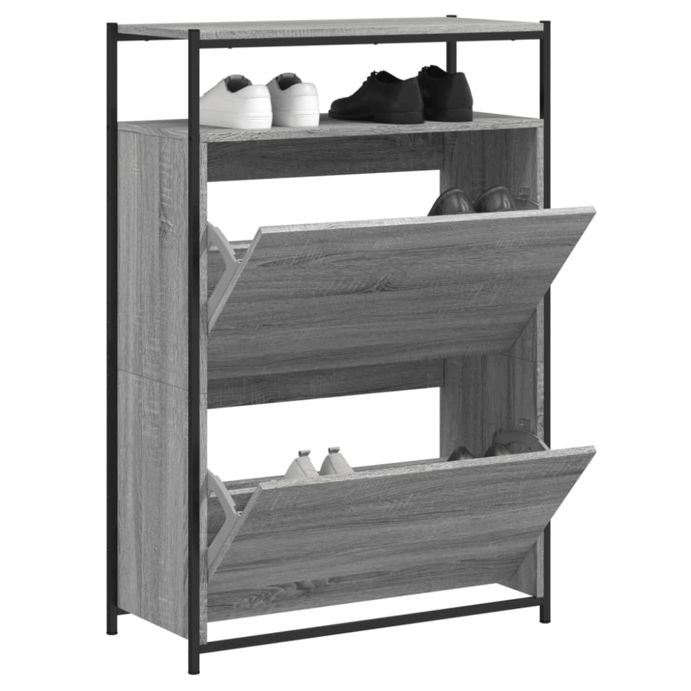 vidaXL Παπουτσοθήκη Γκρι Sonoma 75x34x112cm από Επεξεργασμένο Ξύλο