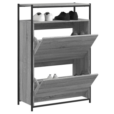vidaXL Παπουτσοθήκη Γκρι Sonoma 75x34x112cm από Επεξεργασμένο Ξύλο