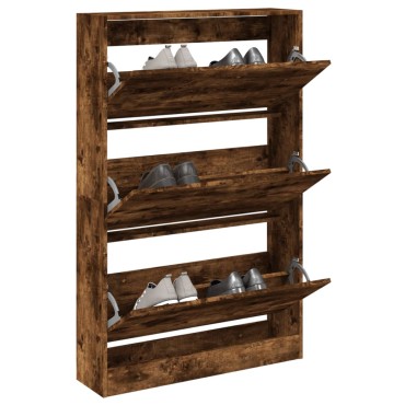 vidaXL Παπουτσοθήκη Καπνιστή Δρυς 80x21x125,5cm από Επεξεργ. Ξύλο