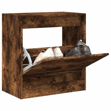 vidaXL Παπουτσοθήκη Καπνιστή Δρυς 60x34x63,5cm από Επεξεργ. Ξύλο