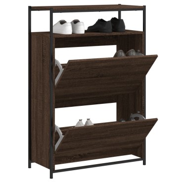 vidaXL Παπουτσοθήκη Καφέ Δρυς 75x34x112cm από Επεξεργασμένο Ξύλο