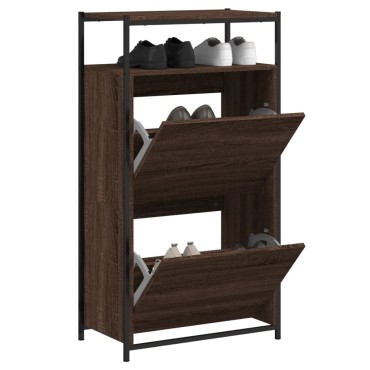 vidaXL Παπουτσοθήκη Καφέ Δρυς 60x34x112cm από Επεξεργασμένο Ξύλο