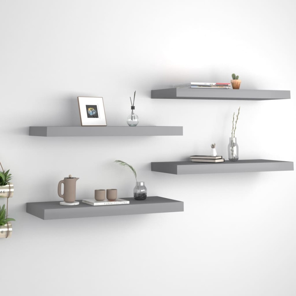 vidaXL Ράφια Τοίχου 4 τεμ. Γκρι 60x23,5x3,8cm MDF