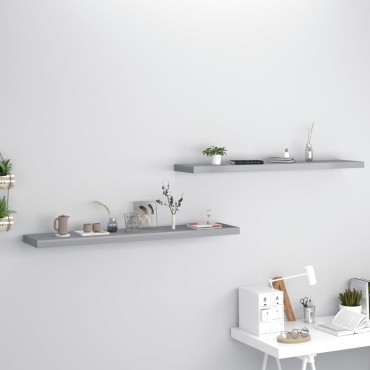 vidaXL Ράφια Τοίχου 2 τεμ. Γκρι 120x23,5x3,8cm MDF
