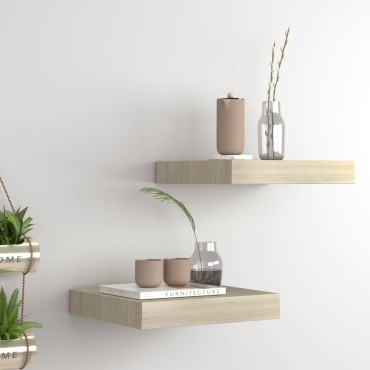 vidaXL Ράφια Τοίχου 2 τεμ. Χρώμα Δρυός 23x23,5x3,8cm MDF