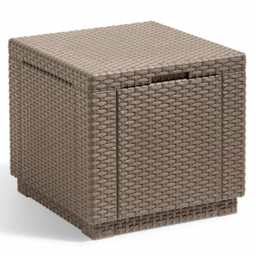 Allibert Σκαμπό με Αποθηκευτικό Χώρο Cube Χρώμα Καπουτσίνο 42x42x39cm