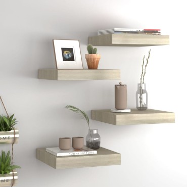 vidaXL Ράφια Τοίχου 4 τεμ. Χρώμα Δρυός 23x23,5x3,8cm MDF
