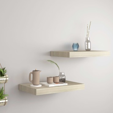 vidaXL Ράφια Τοίχου 2 τεμ. Χρώμα Δρυός 40x23x3,8cm MDF