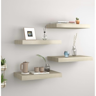 vidaXL Ράφια Τοίχου 4 τεμ. Χρώμα Δρυός 40x23x3,8cm MDF