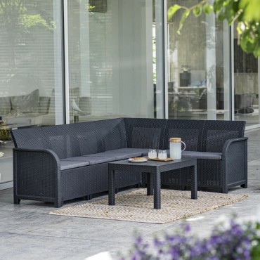 Keter Έπιπλο Κήπου Γωνιακό Rosalie Χρώμα Γραφίτης 115x115x74cm