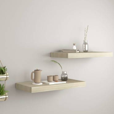 vidaXL Ράφια Τοίχου 2 τεμ. Χρώμα Δρυός 50x23x3,8cm MDF