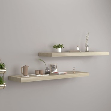 vidaXL Ράφια Τοίχου 2 τεμ. Χρώμα Δρυός 90x23,5x3,8cm MDF