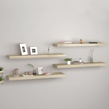 vidaXL Ράφια Τοίχου 4 τεμ. Χρώμα Δρυός 90x23,5x3,8cm MDF