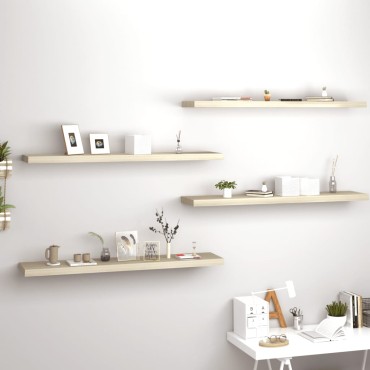 vidaXL Ράφια Τοίχου 4 τεμ. Χρώμα Δρυός 120x23,5x3,8cm MDF