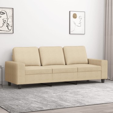 vidaXL Καναπές Τριθέσιος Κρεμ Υφασμάτινος 214x77x80cm 1 τεμ.