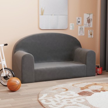 vidaXL Καναπές Παιδικός Διθέσιος Ανθρακί από Μαλακό Βελουτέ Ύφασμα 84x34x45cm 1 τεμ.