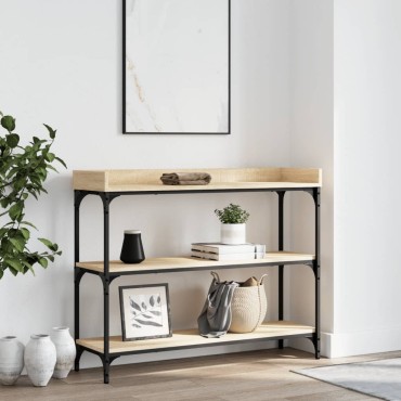 vidaXL Τραπέζι Κονσόλα με Ράφια Sonoma Δρυς 100x30x80cm 1 τεμ.