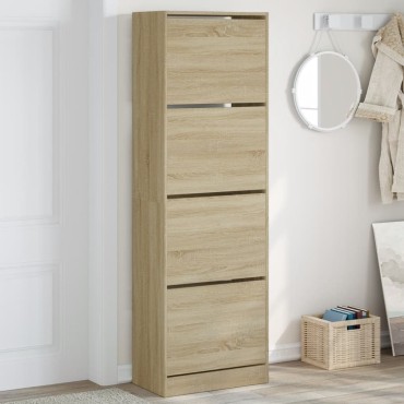vidaXL Παπουτσοθήκη με 4 Ανακλ. Συρτάρια Sonoma Δρυς 60x34x187,5cm