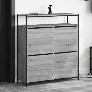 vidaXL Παπουτσοθήκη με 4 Ανακλ. Συρτάρια Γκρι Sonoma 100x34x112cm