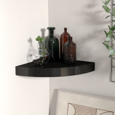 vidaXL Ράφι Τοίχου Γωνιακό Μαύρο 25x25x3,8cm από MDF 1 τεμ.