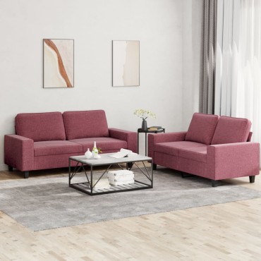 vidaXL Σετ Σαλονιού 2 τεμ. μπορντό Υφασμάτινο 154x77x80cm  Διθέσιος