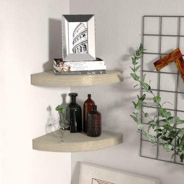 vidaXL Ράφια Τοίχου 2 τεμ. Χρώμα Δρυός 25x25x3,8cm από MDF
