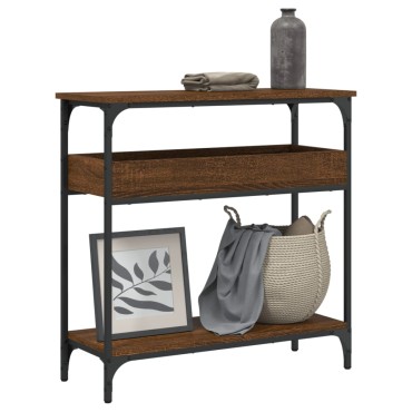 vidaXL Τραπέζι Κονσόλα με Ράφι Καφέ Δρυς 75x29x75cm Επεξεργ. Ξύλο 1 τεμ.