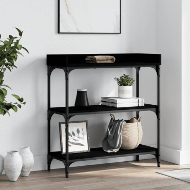 vidaXL Τραπέζι Κονσόλα με Ράφια Μαύρο 75x30x80cm 1 τεμ.