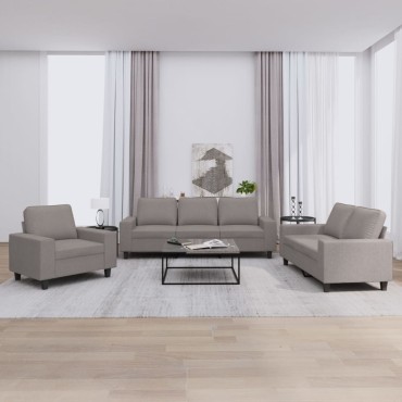 Σετ Σαλονιού 3 τεμ. Taupe Υφασμάτινο 94x77x80cm  Διθέσιος Τριθέσιος