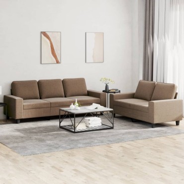 vidaXL Σετ Σαλονιού 2 τεμ. Καφέ Υφασμάτινο 154x77x80cm  Διθέσιος Τριθέσιος