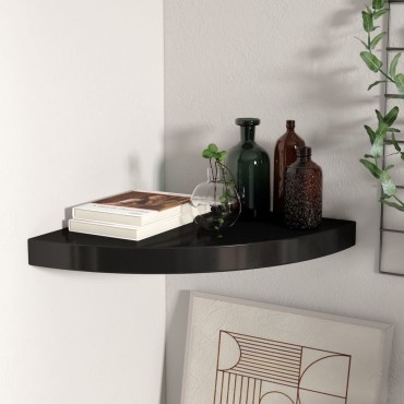 vidaXL Ράφι Τοίχου Γωνιακό Μαύρο 35x35x3,8cm από MDF 1 τεμ.