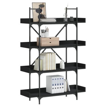 vidaXL Βιβλιοθήκη 4 Επιπέδων Μαύρη 100x33x145,5cm Επεξεργασμένο Ξύλο 1 τεμ.