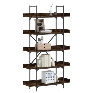 vidaXL Βιβλιοθήκη 5 Επιπέδων Καπνιστή Δρυς 100x33x180,5cm Επεξ. Ξύλο 1 τεμ.