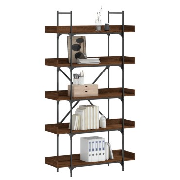vidaXL Βιβλιοθήκη 5 Επιπέδων Καφέ Δρυς 100x33x180,5cm Επεξεργ. Ξύλο 1 τεμ.