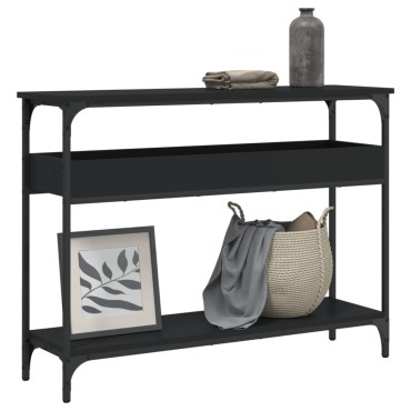 vidaXL Τραπέζι Κονσόλα με Ράφι Μαύρο 100x29x75cm Επεξεργασμένο Ξύλο 1 τεμ.