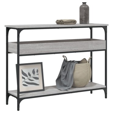 vidaXL Τραπέζι Κονσόλα με Ράφι Γκρι Sonoma 100x29x75cm Επεξεργ. Ξύλο 1 τεμ.