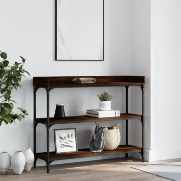 vidaXL Τραπέζι Κονσόλα με Ράφια Καφέ Δρυς 100x30x80cm 1 τεμ.