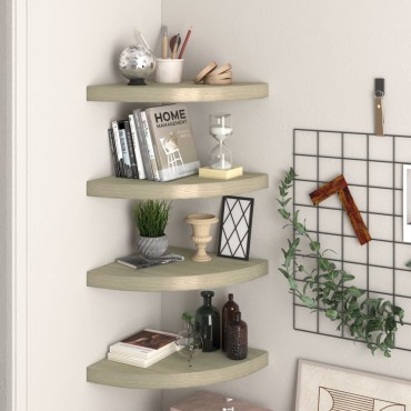 vidaXL Ράφια Τοίχου Γωνιακά 4 τεμ. Χρώμα Δρυός 35x35x3,8cm MDF